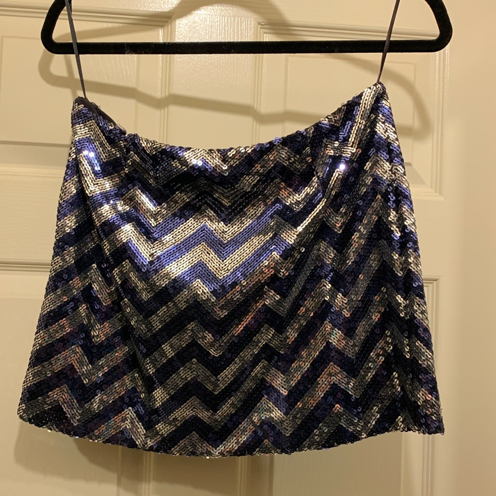 Jay Godfrey Mini Skirt in Chevron Sequin